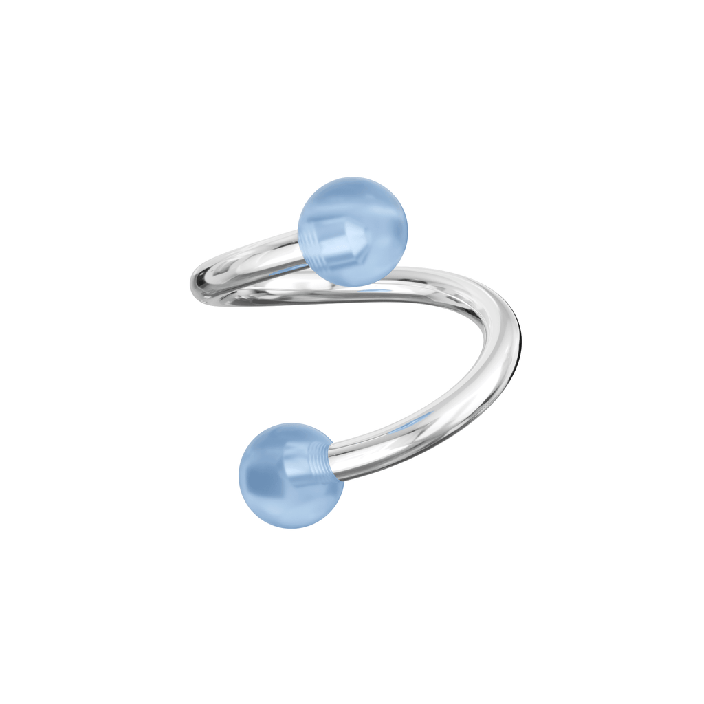 316L Surgical Steel Twisted Barbell With Glossy UV Ball (Pack of 10)