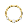 925 Sterling Silver Triple CZ Jewelled Hinged Segment Clicker Ring