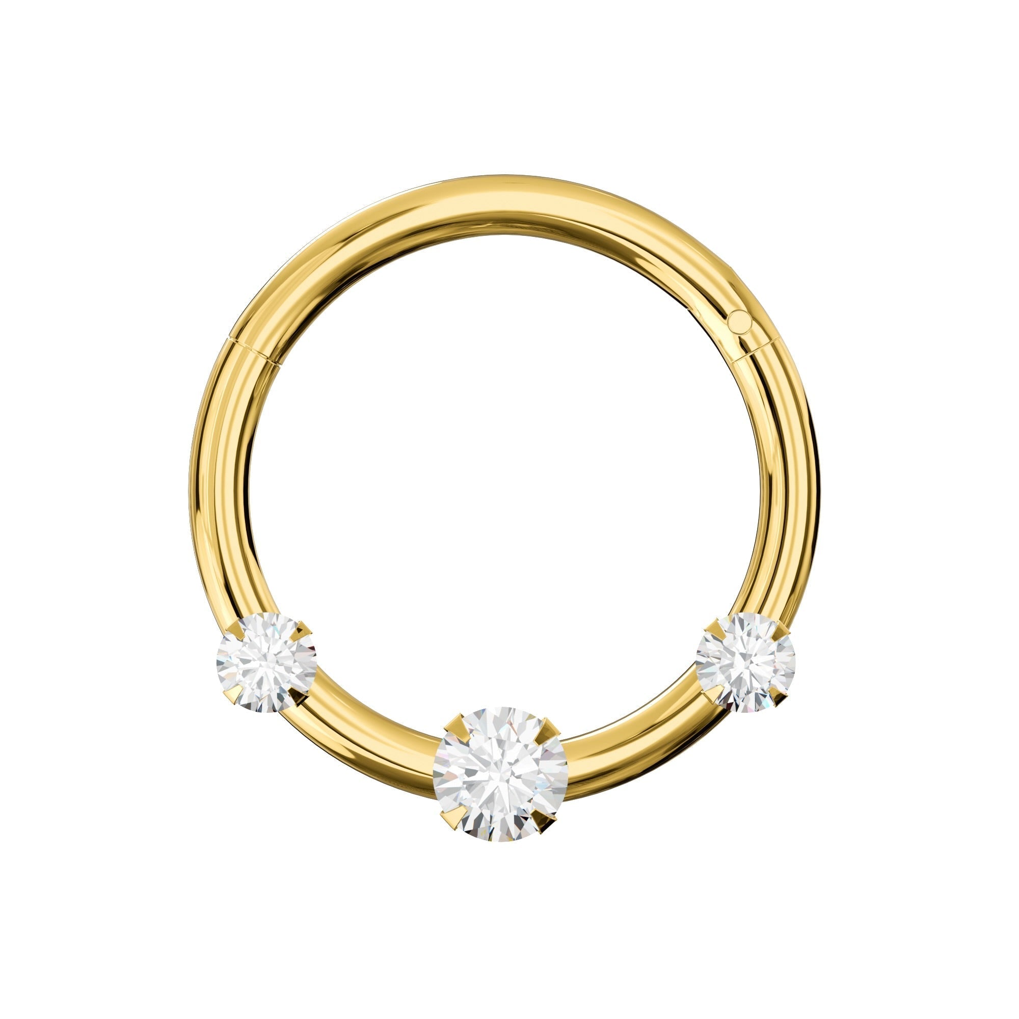 925 Sterling Silver Triple CZ Jewelled Hinged Segment Clicker Ring