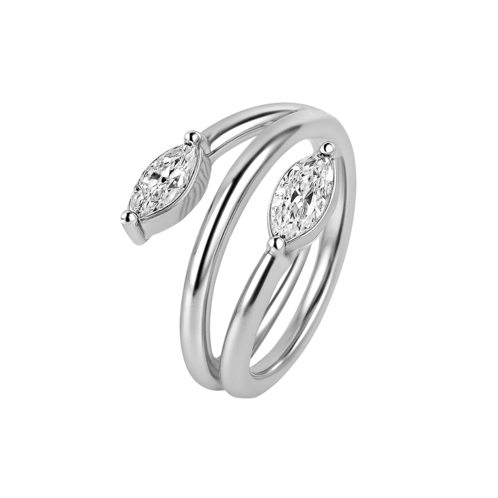 316L Surgical Steel Twin Marquise Hinged Segment Clicker Ring