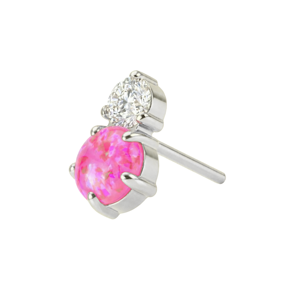 G23 Titanium Opal & CZ Duo Threadless Labret Accessory Top