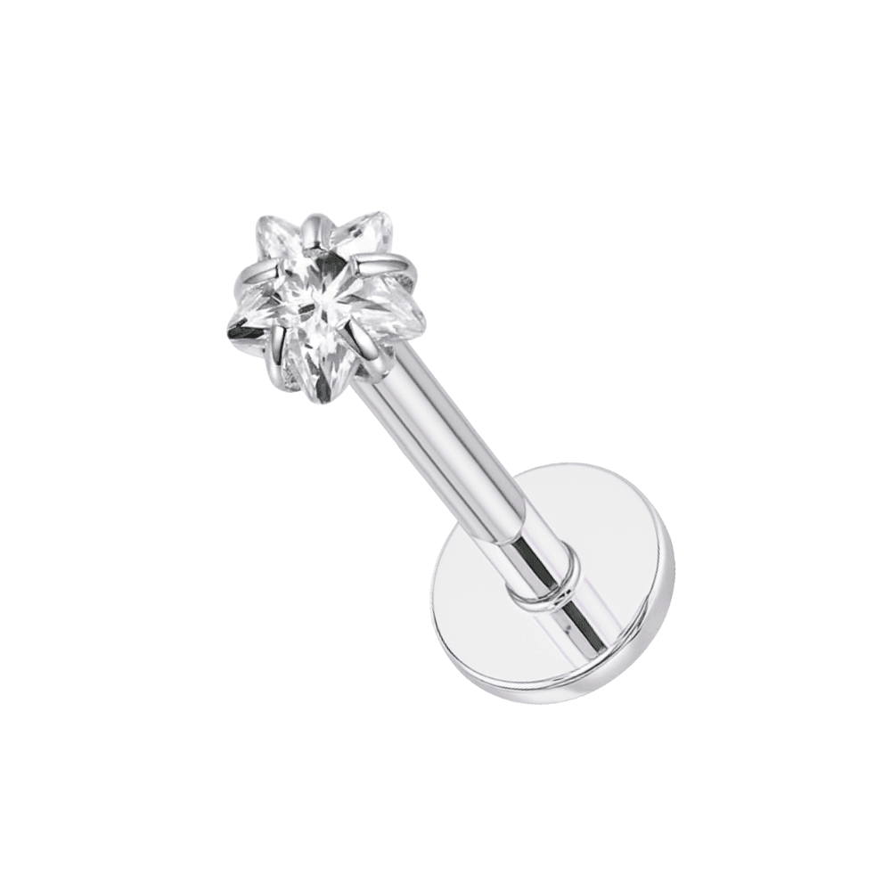 316L Surgical Steel Star Jewelled Top Labret Bar
