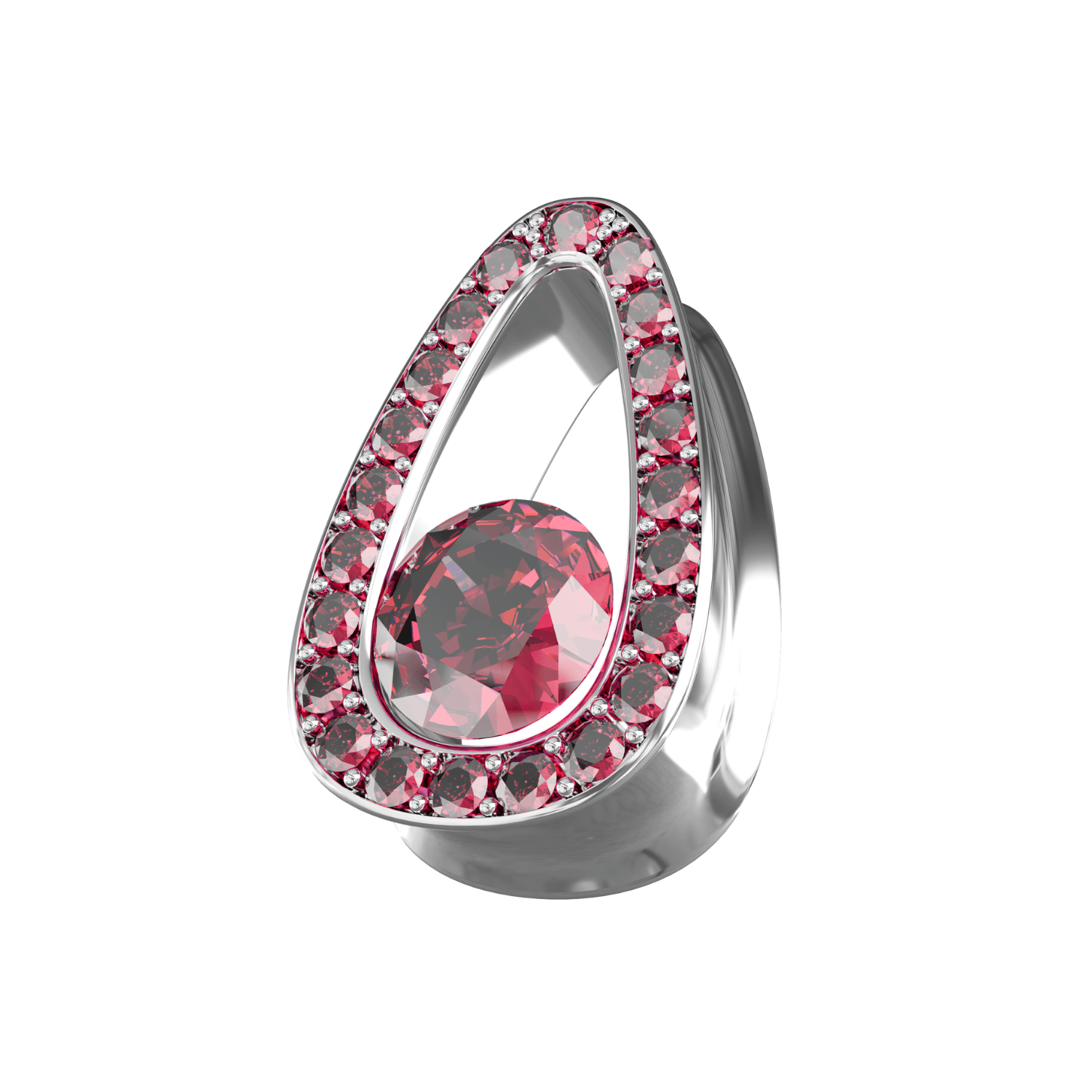 316L Surgical Steel Pink Jewelled Tear Drop Ear Plug