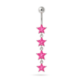 925 Sterling Silver Jewel Four Continuous Star Dangling Belly Ring