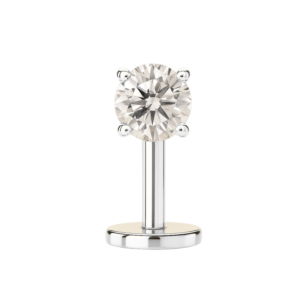 G23 Titanium Round CZ Jewelled Threadless Floating Belly Ring