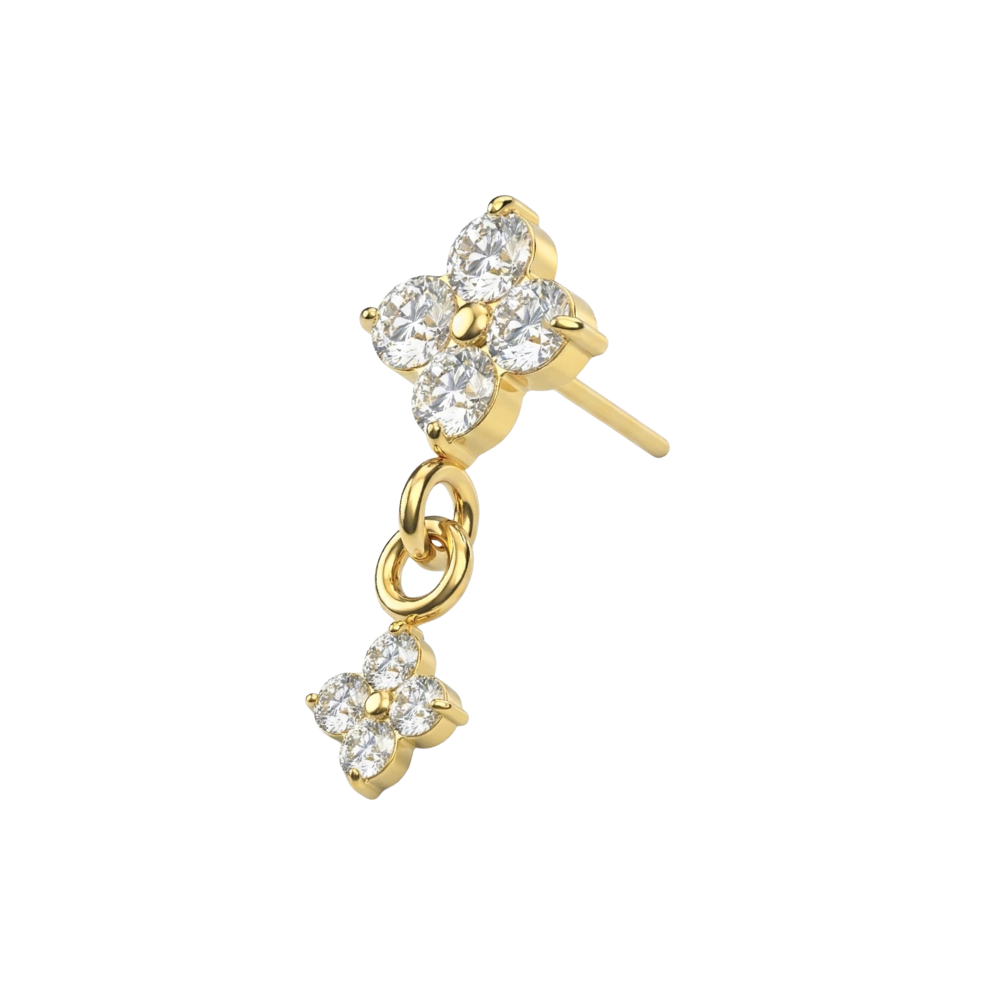 G23 Titanium Double Flower Drop Threadless Labret Accessory Top