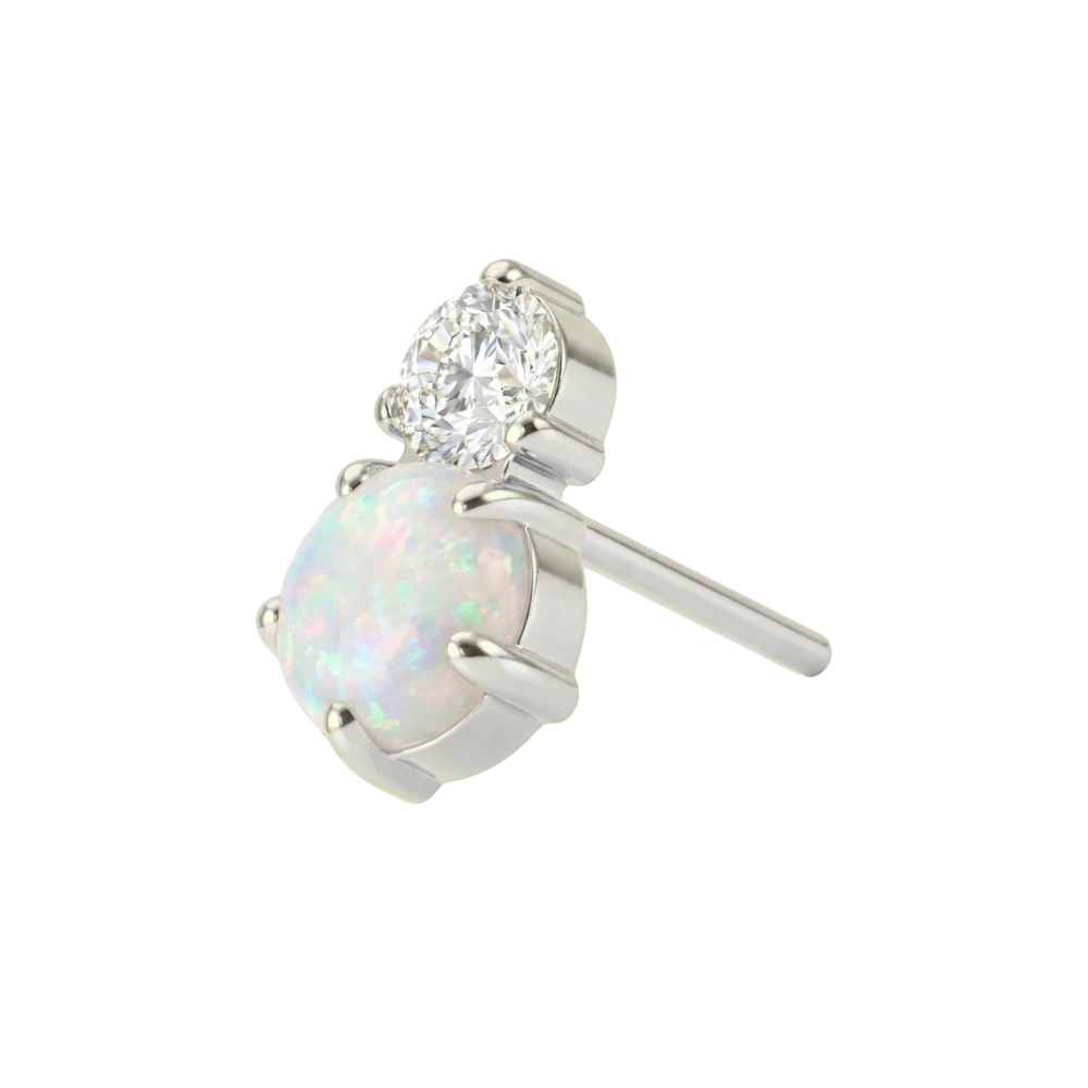 G23 Titanium Opal & CZ Duo Threadless Labret Accessory Top