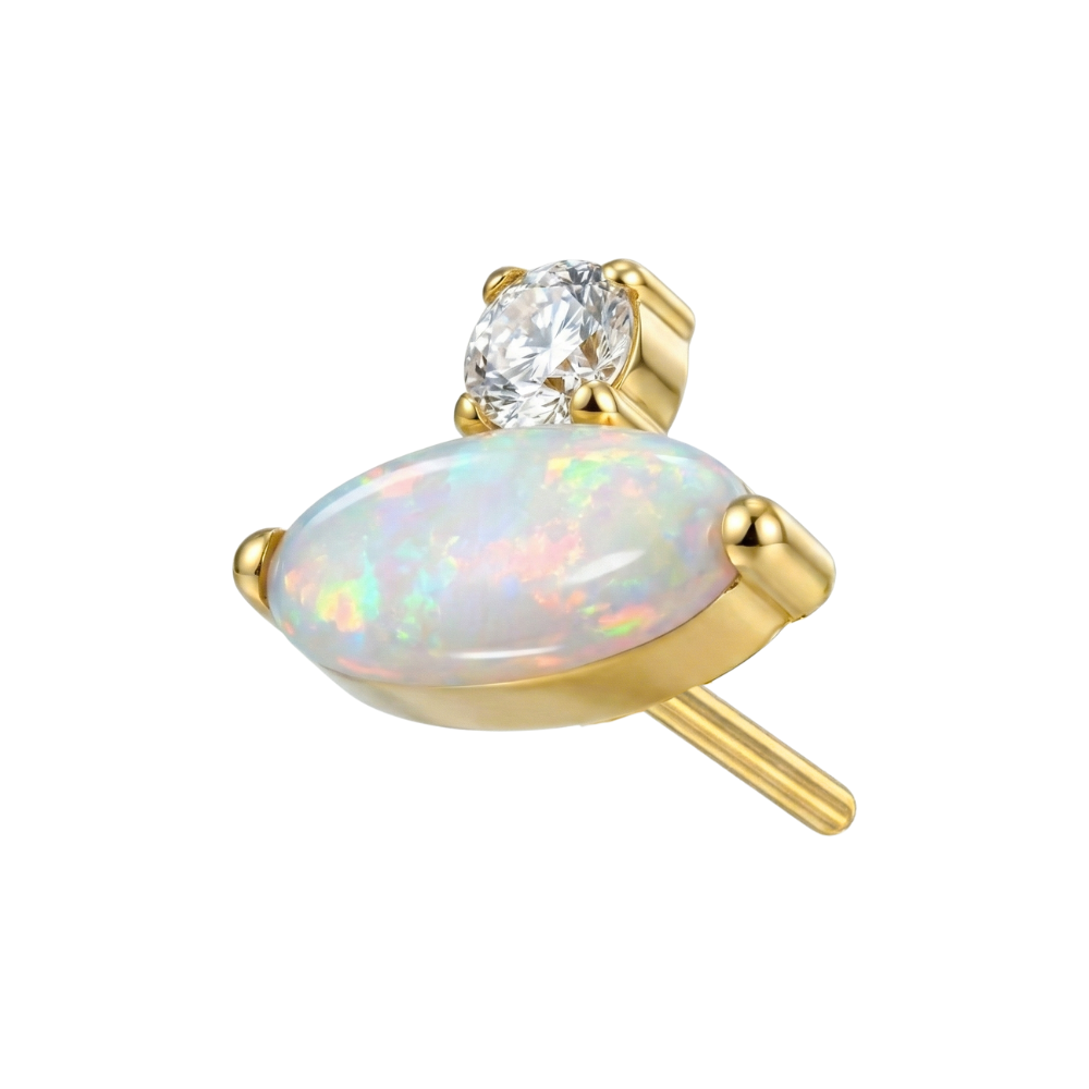 G23 Titanium Oval Opal & CZ Jewelled Threadless Top