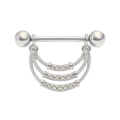 316L Surgical Steel Micro Jewelled Tri Rope Nipple Bar
