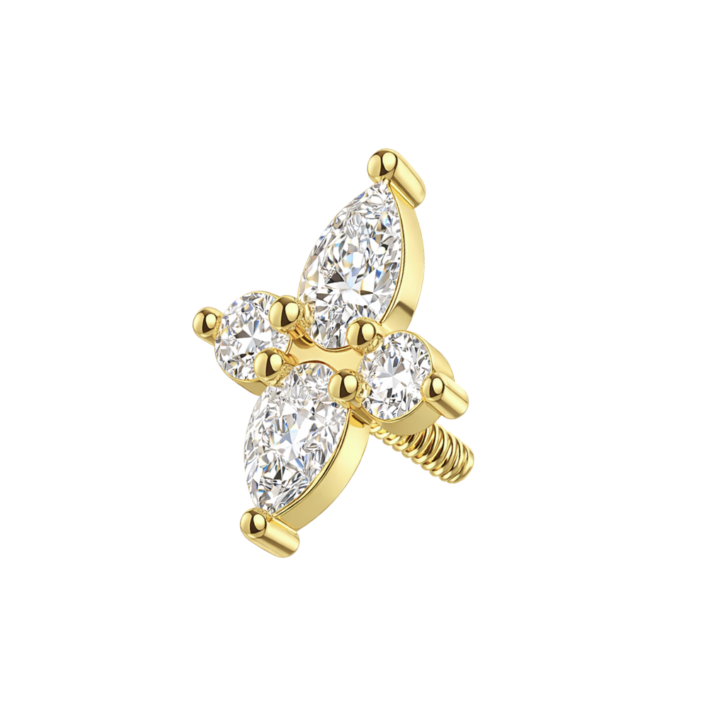 316L Surgical Steel Marquise & Round CZ Internally Threaded Accessory Top