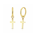 316L Surgical Steel CZ Jewelled Dangling Cross Hinged Earring Pair