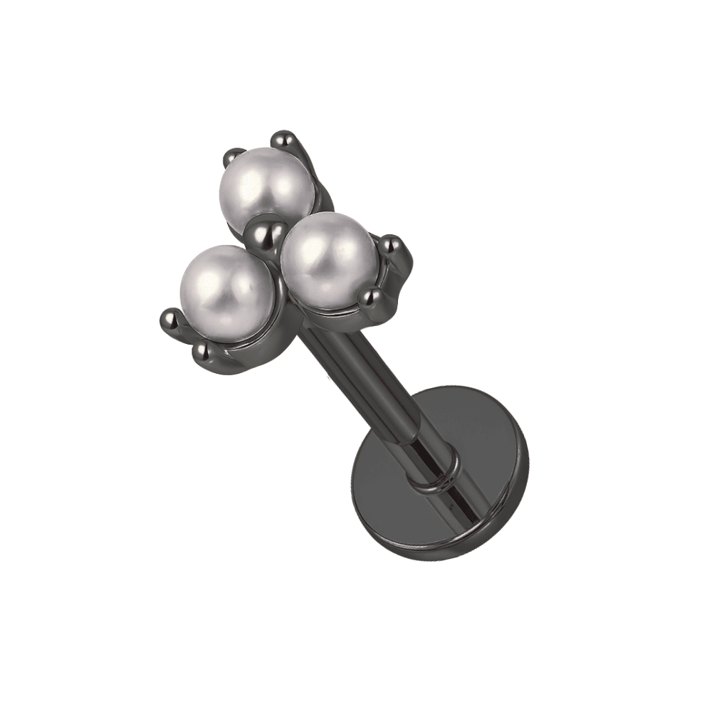 316L Surgical Steel Triple Pearl Flower Helix Tragus Piercing Ear Stud