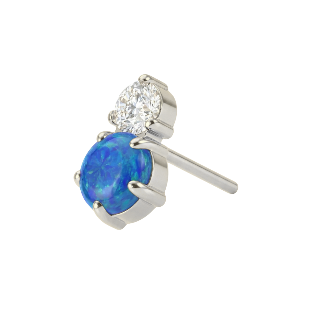G23 Titanium Opal & CZ Duo Threadless Labret Accessory Top