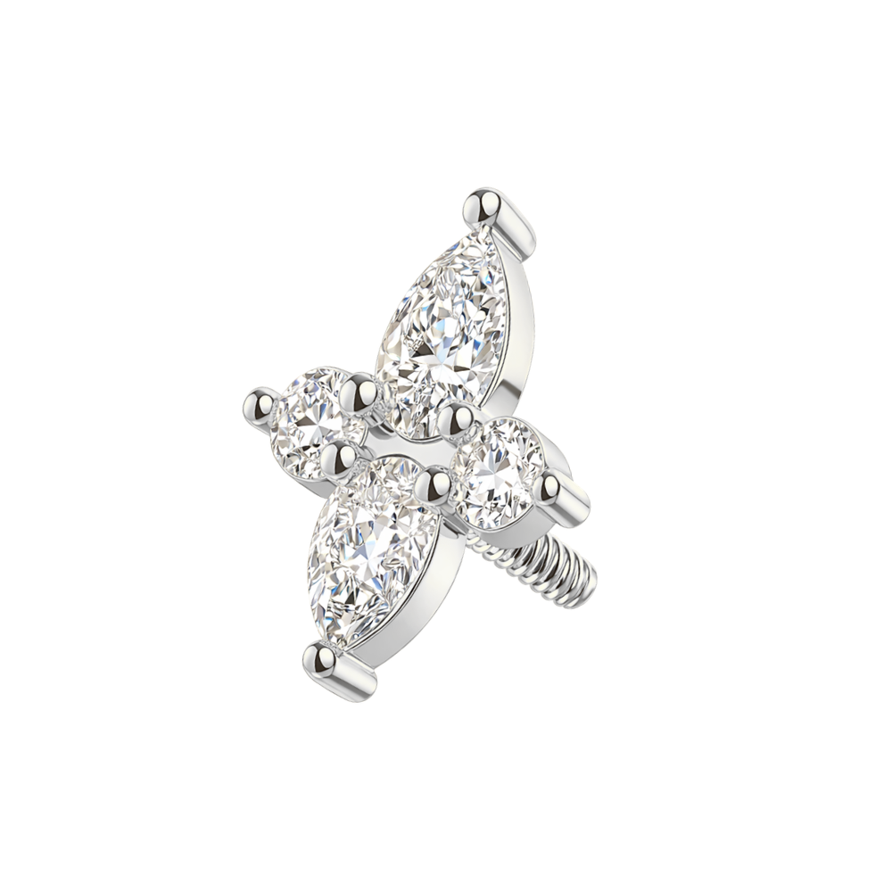 316L Surgical Steel Marquise & Round CZ Internally Threaded Accessory Top