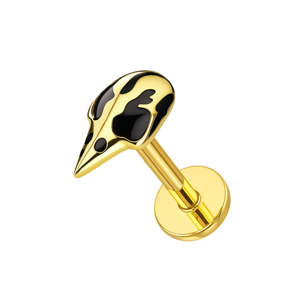 G23 Titanium Raven Skull Thread-less Push-Fit With Flatback Stud