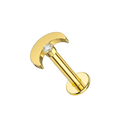 14K Gold Cubic Zirconia Jewelled Crescent Top With Internal Thread Base Labret