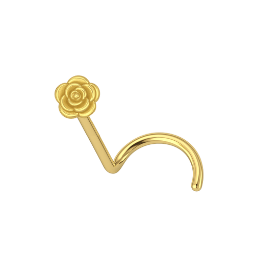 14K Gold Rose Nose Screw Stud