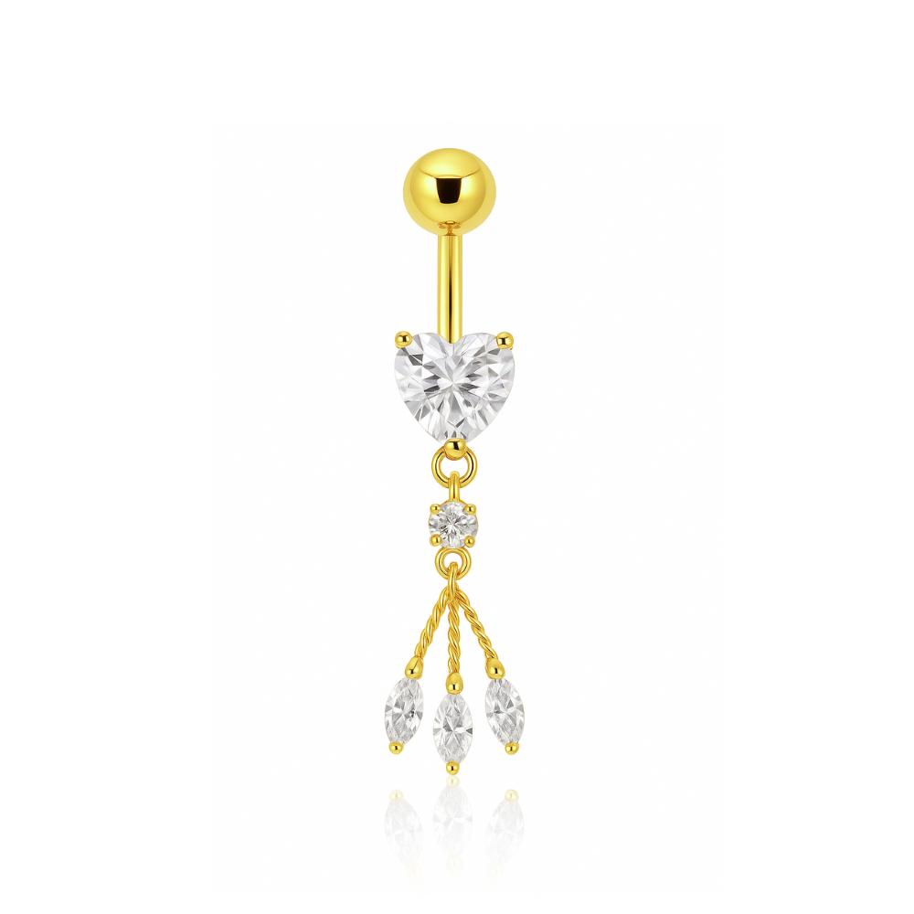 925 Sterling Silver Heart Belly Ring