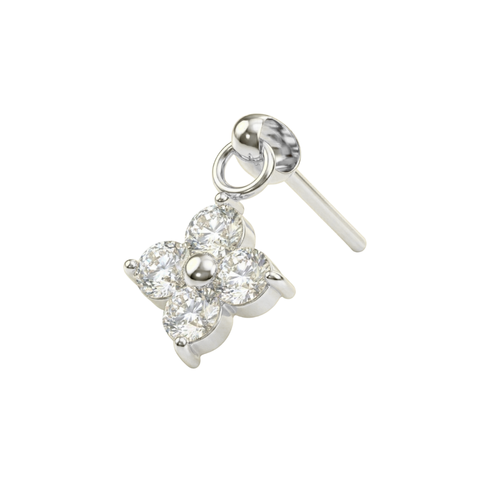 G23 Titanium Crystal Flower Dangle Threadless Labret Accessory Top