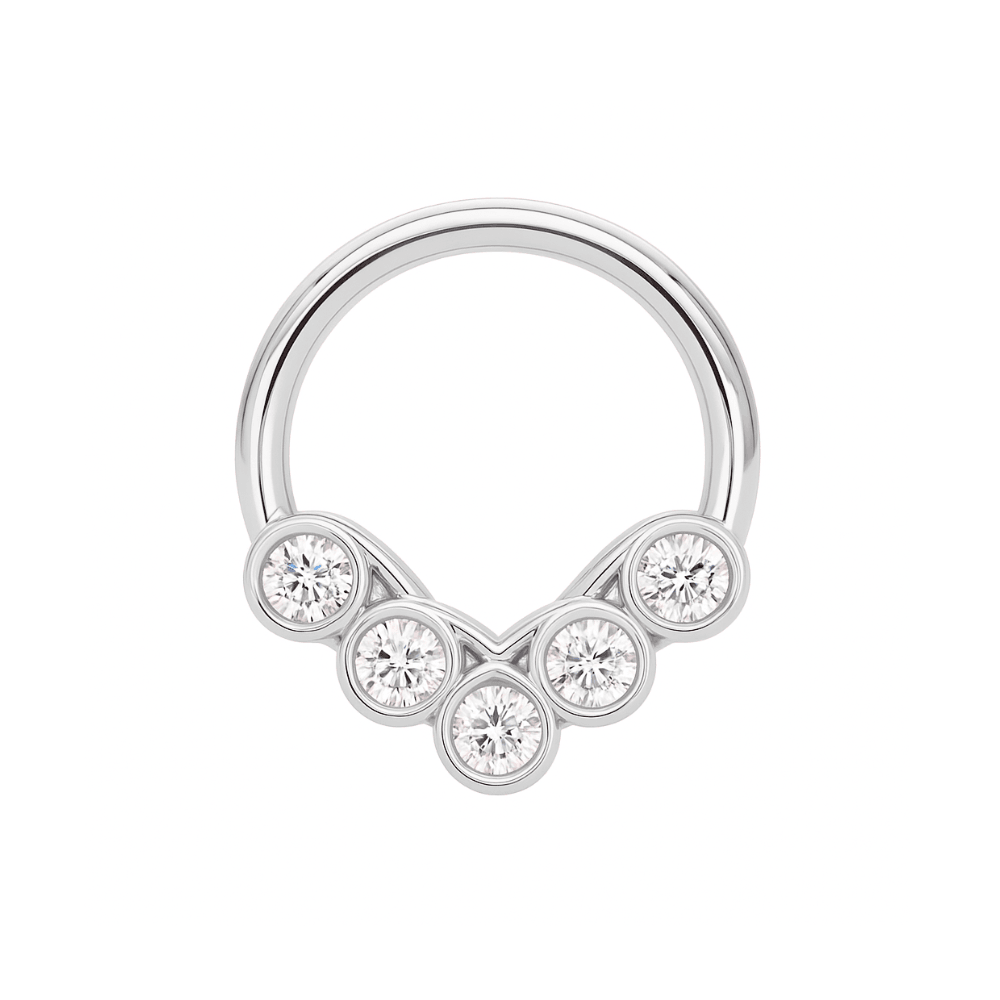 316L Surgical Steel CZ Jewelled Hinged Septum Clicker Ring