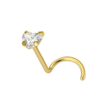 14K Gold Heart Cubic Zirconia Jewelled Nose Screw Stud