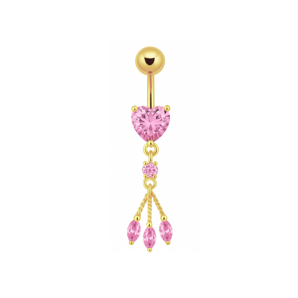 925 Sterling Silver Heart Belly Ring