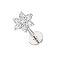 316L Surgical Steel Multi CZ Jewelled Daffodils Internally Threaded Flatback Stud