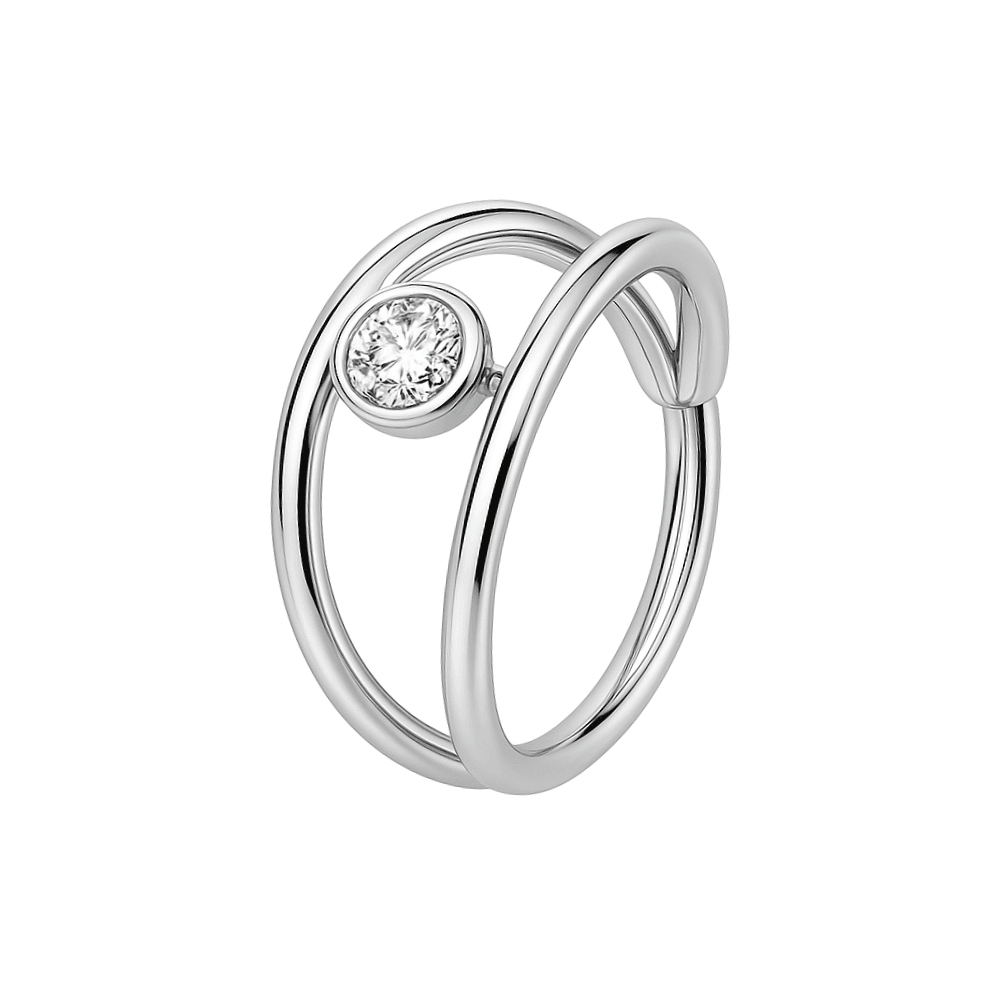 316L Surgical Steel Jewelled Eye Hinged Segment Clicker Ring
