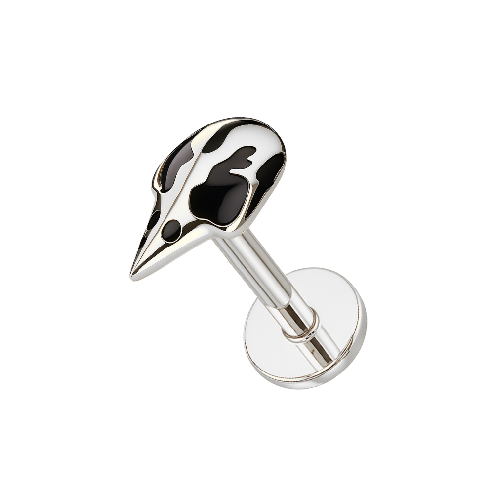 G23 Titanium Raven Skull Thread-less Push-Fit With Flatback Stud