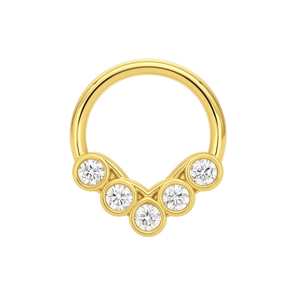 316L Surgical Steel CZ Jewelled Hinged Septum Clicker Ring