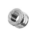 316L Surgical Steel Floral Swirl Micro Jewelled CZ Stone Ear Flesh Tunnel