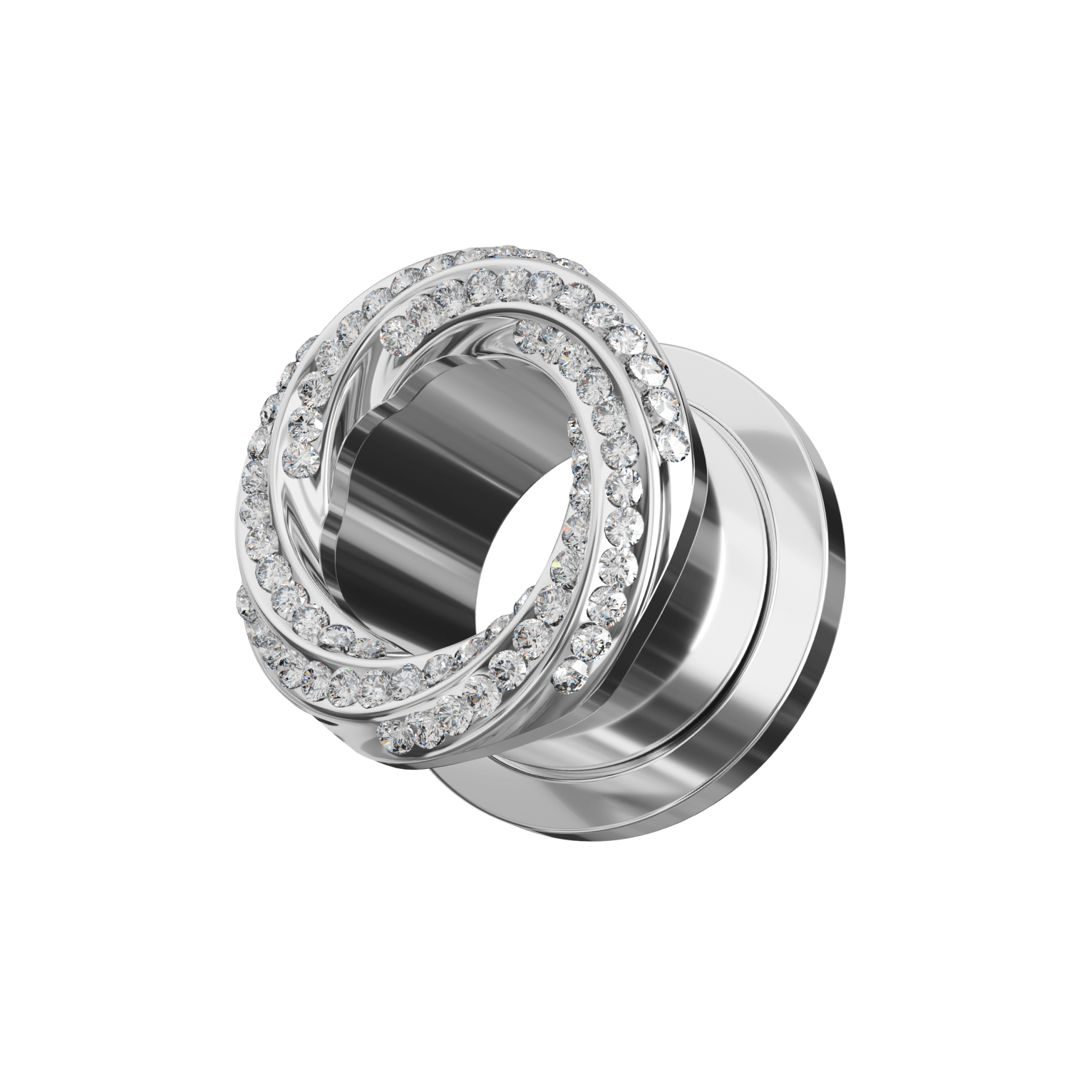 316L Surgical Steel Floral Swirl Micro Jewelled CZ Stone Ear Flesh Tunnel