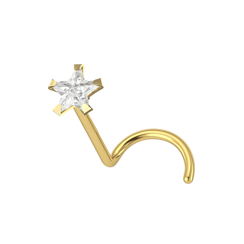 14K Gold Star CZ Jewelled Nose Screw