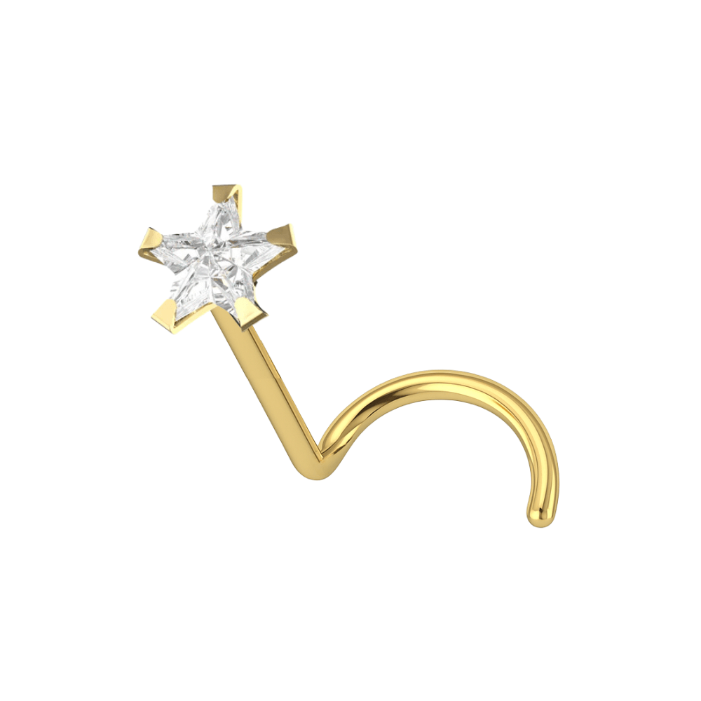 9K Gold CZ Star Nose Screw