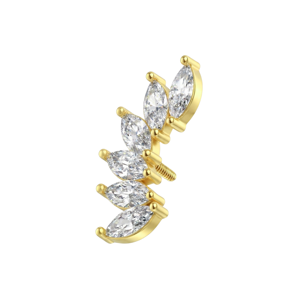 316L Surgical Steel Marquise CZ Fan Internally Threaded Accessory Top