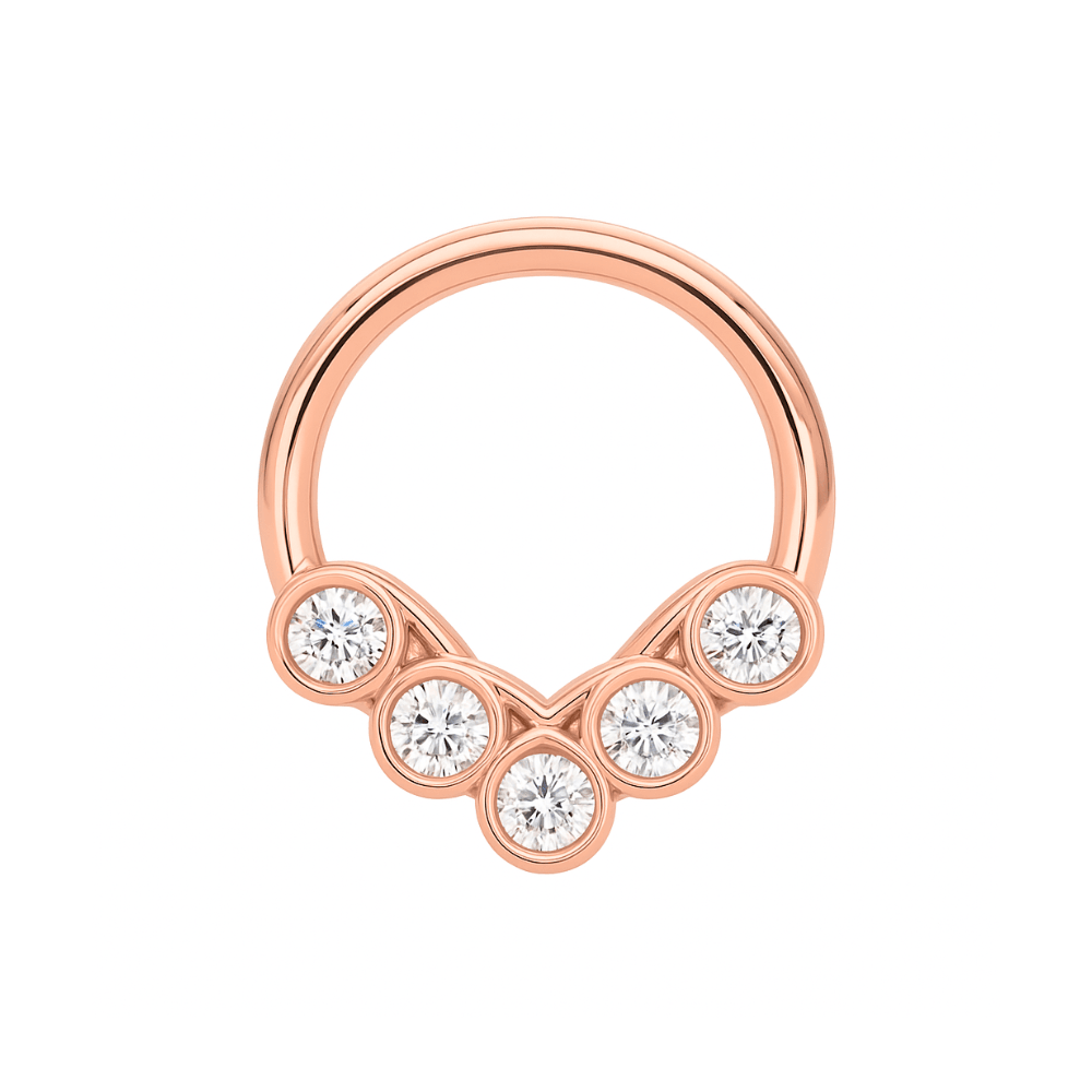316L Surgical Steel CZ Jewelled Hinged Septum Clicker Ring