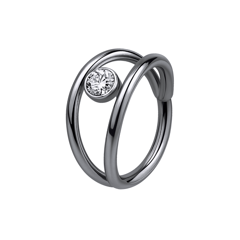 316L Surgical Steel Jewelled Eye Hinged Segment Clicker Ring