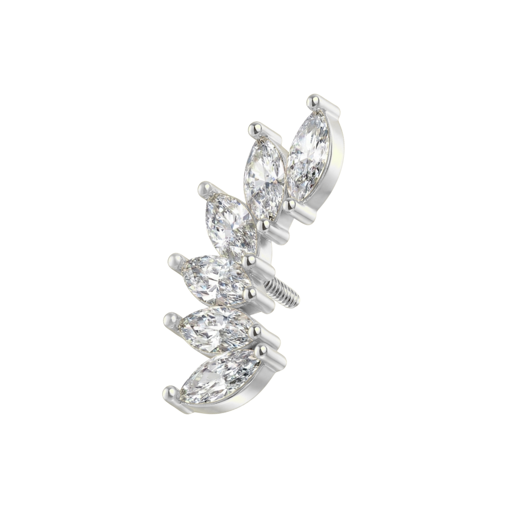 316L Surgical Steel Marquise CZ Fan Internally Threaded Accessory Top