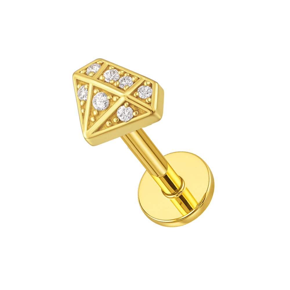 316L Surgical Steel Jewelled Diamond Shape Flatback Cartilage Ear Stud