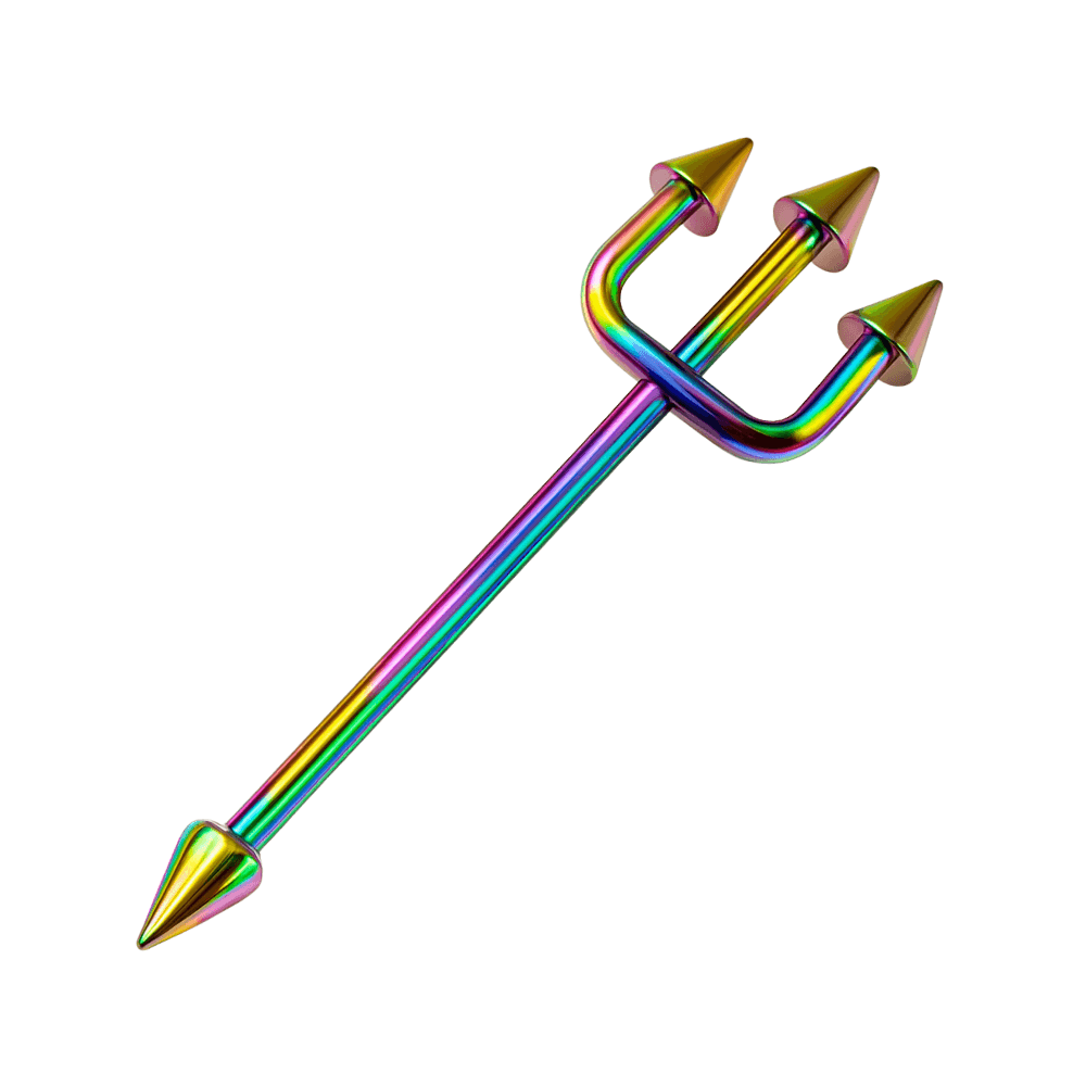 316L Surgical Steel Trident Industrial Barbell