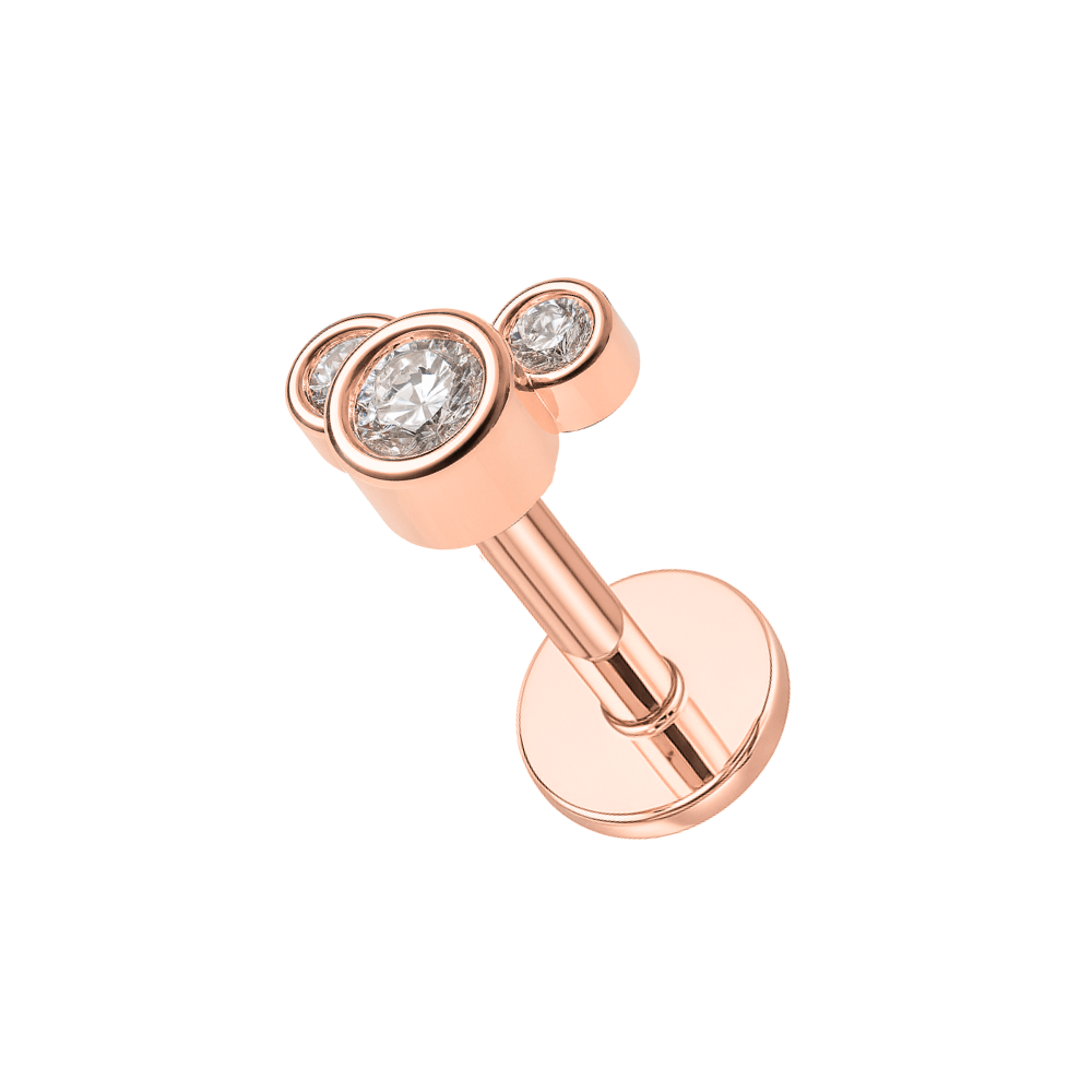316L Surgical Steel Jewelled Bear Internally Threaded Screw Fit Labret Stud