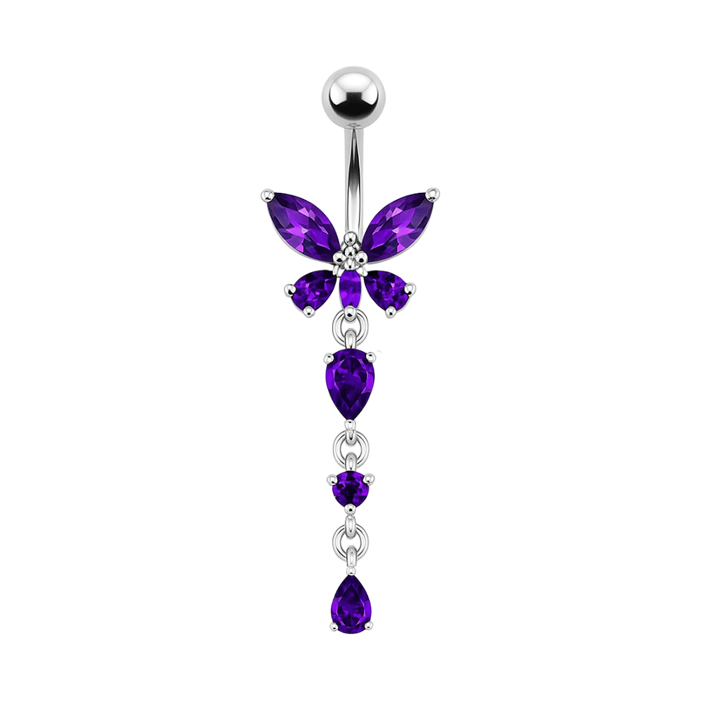 925 Sterling Silver Butterfly Dangling Belly Ring