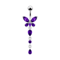 925 Sterling Silver Butterfly Dangling Belly Ring