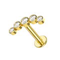 14K Gold Internally Threaded Round CZ Jewelled Bezel Set Screw Fit Stud