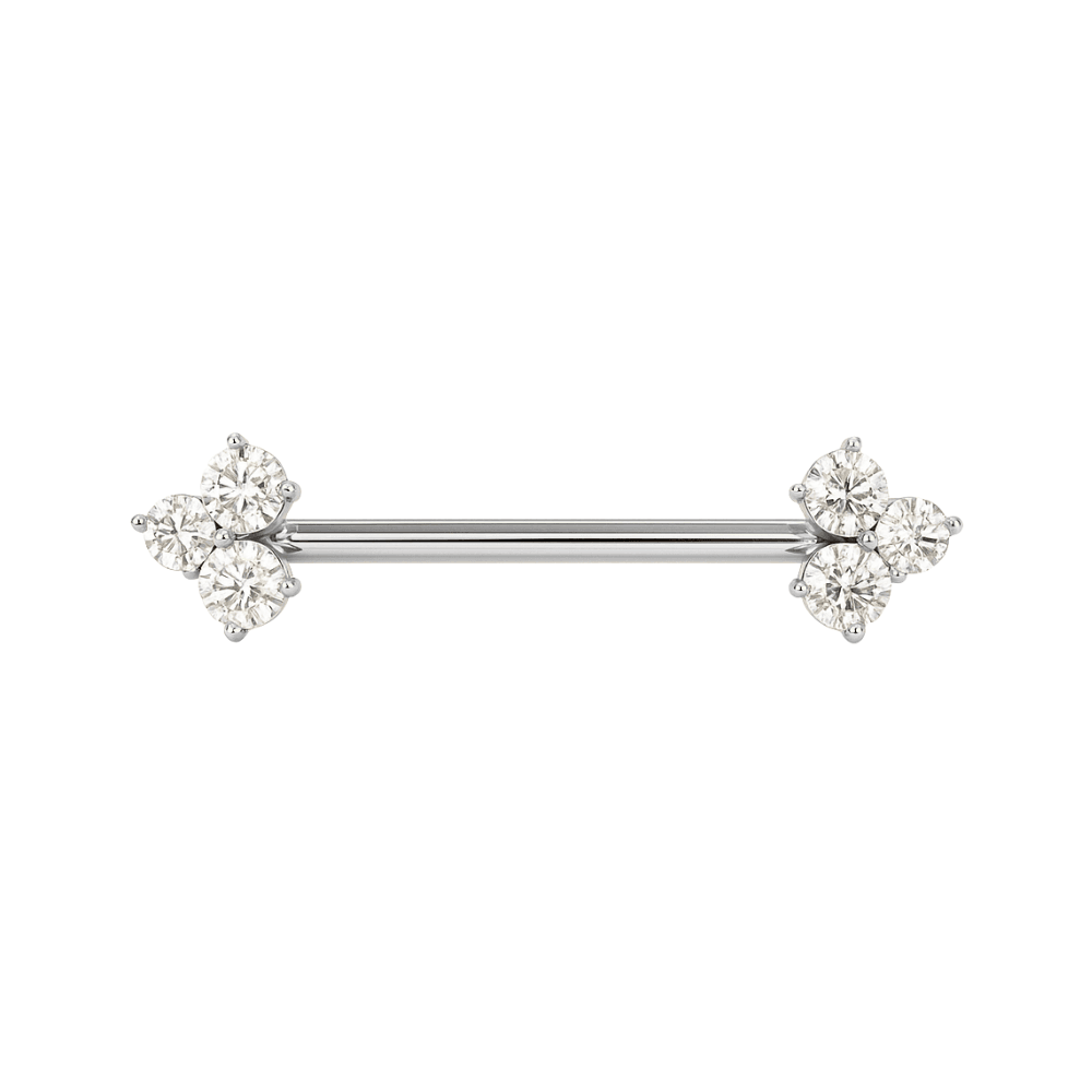 316L Surgical Steel Tri-Jewelled Arrow CZ Nipple Bar