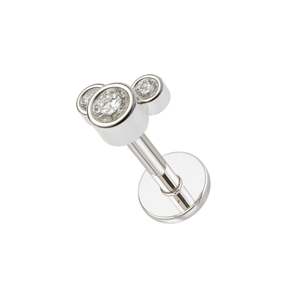 316L Surgical Steel Jewelled Bear Internally Threaded Screw Fit Labret Stud