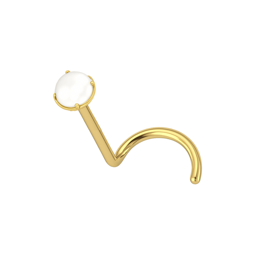 14K Gold Natural Pearl Nose Stud
