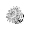 316L Surgical Steel Flower with Micro Jewelled CZ Stone Ear Flesh Tunnel