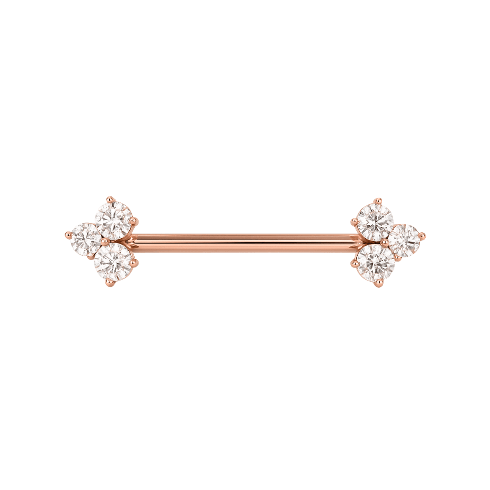 316L Surgical Steel Tri-Jewelled Arrow CZ Nipple Bar