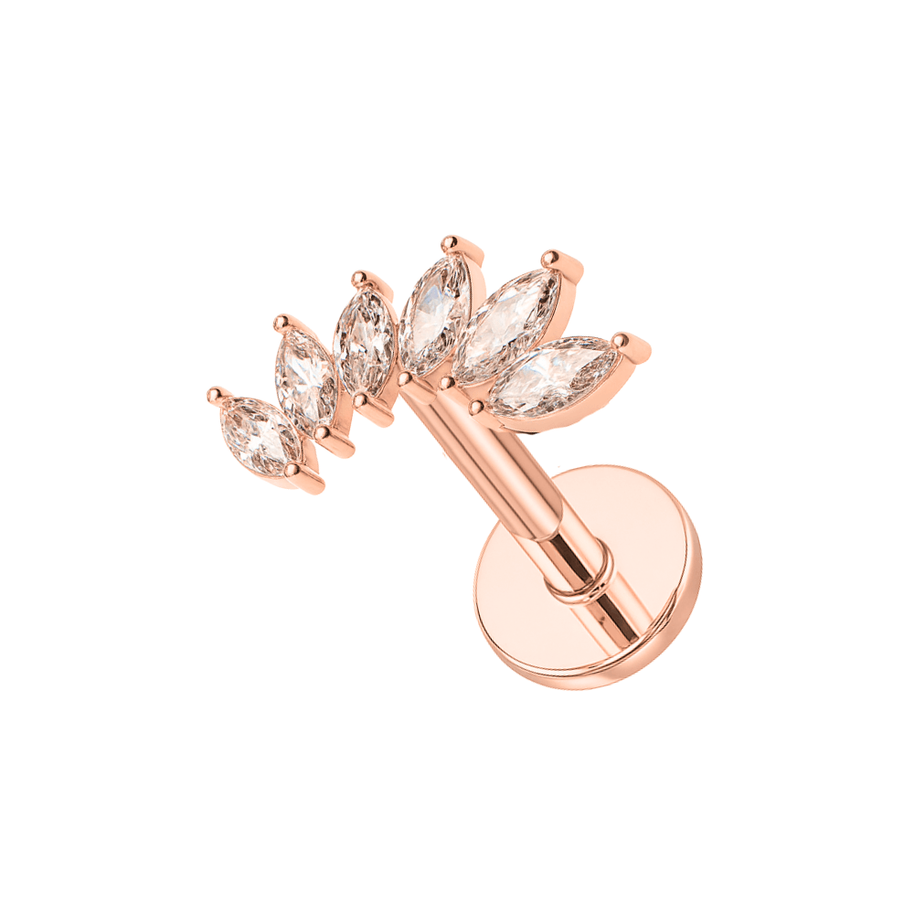 316L Surgical Steel Marquise CZ Stones Wave Cartilage Ear Stud